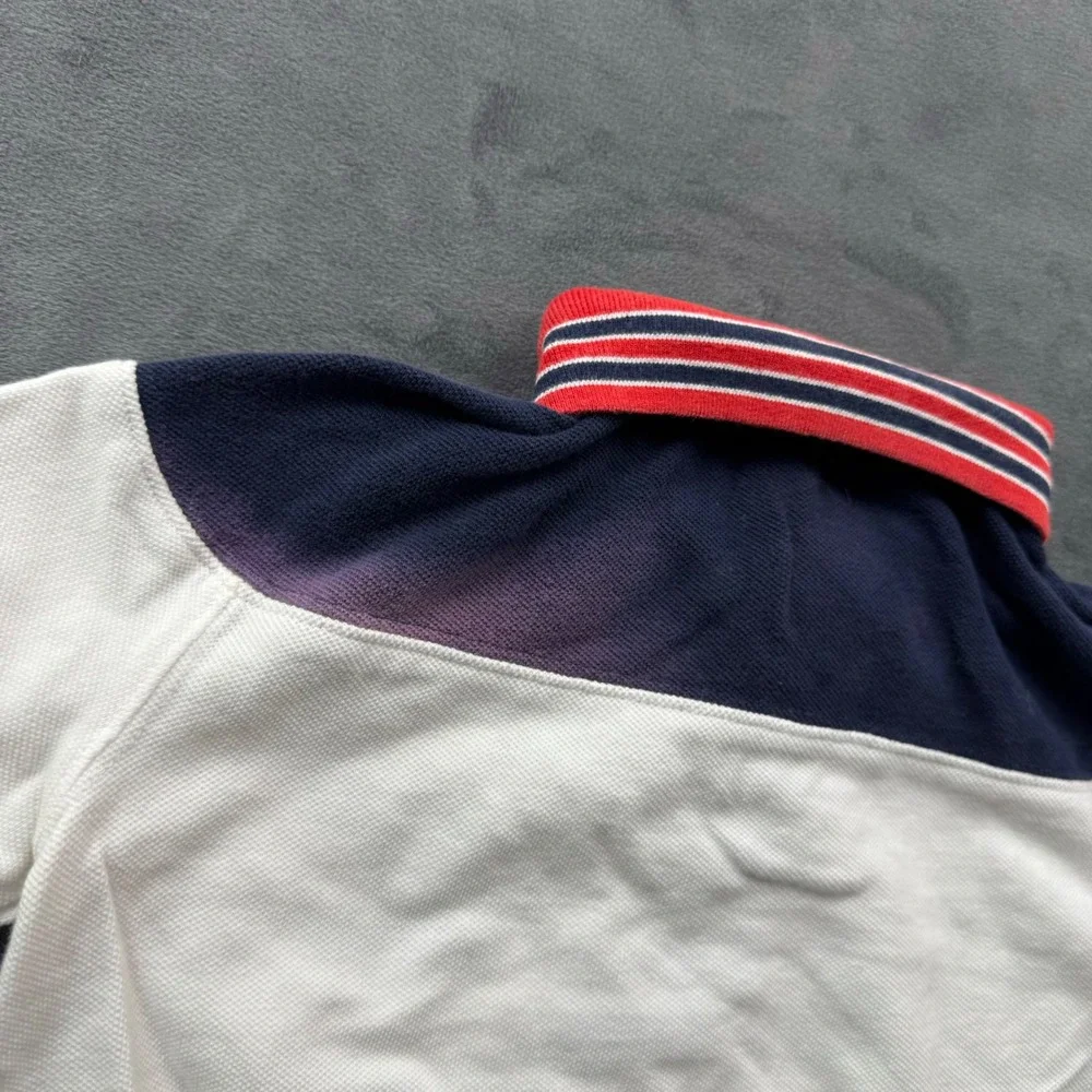 Polo Ralph Lauren Boys 4 Navy White Colorblock Striped Collar Polo Shirt 55 3